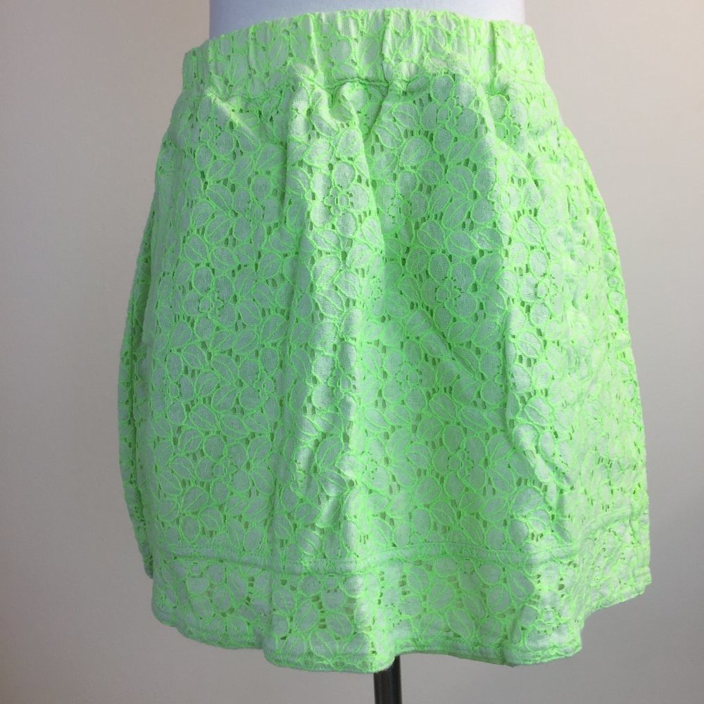 J Crew Green Mini Skirt Elastic Eyelet Sz XS